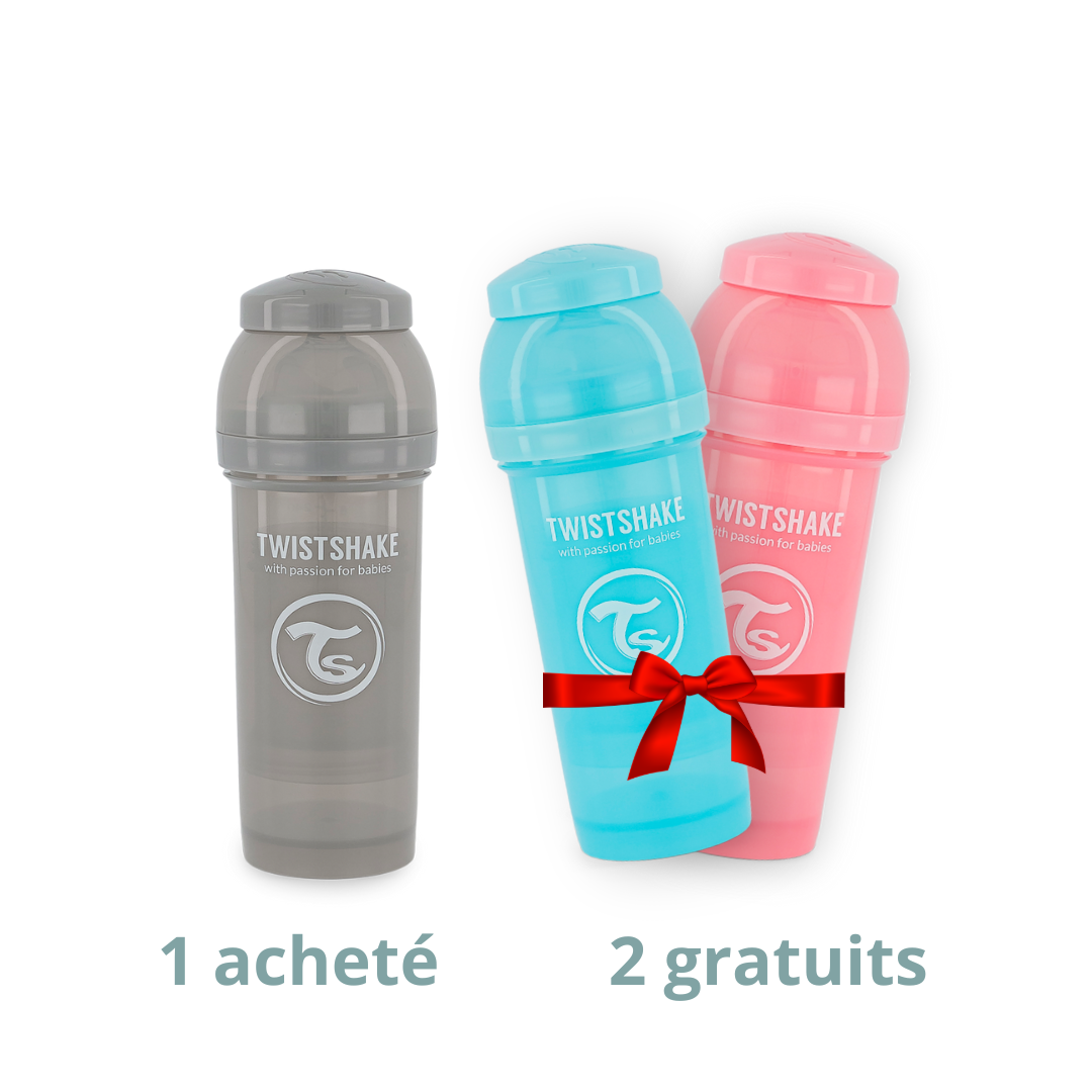 1 Biberon Anti-colique 260ml ACHETÉ + 2 Biberons GRATUITS