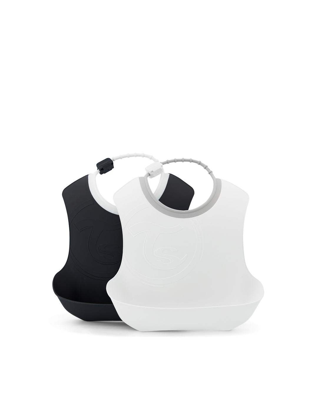 2x Bavoirs en silicone - Noir / Blanc