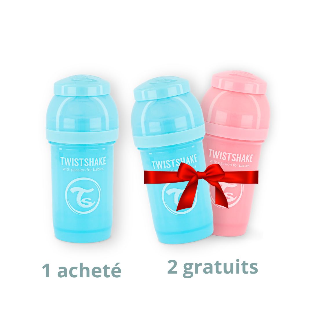 1 Biberon Anti-colique 180ml ACHETÉ + 2 Biberons GRATUITS