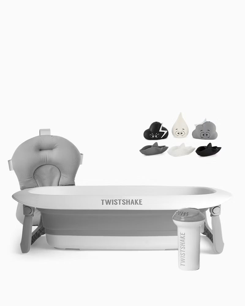Kit de Bain Complet – Baignoire Bébé, Coussin, Rinceur &amp; Jouets de Bain