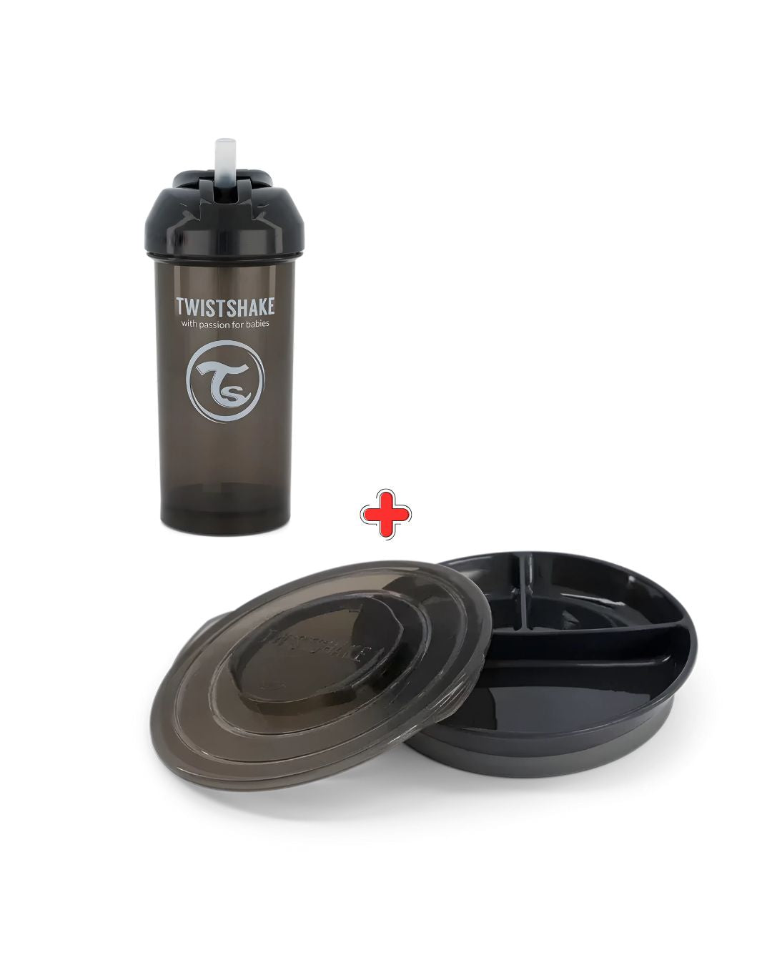Pack straw-cup + assiette à 3 compartiments
