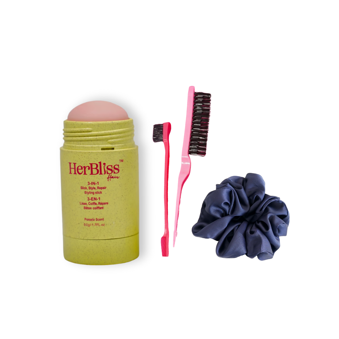 BÂTON COIFFANT + 2 BROSSES À CHEVEUX + CHOUCHOU EN SOIE