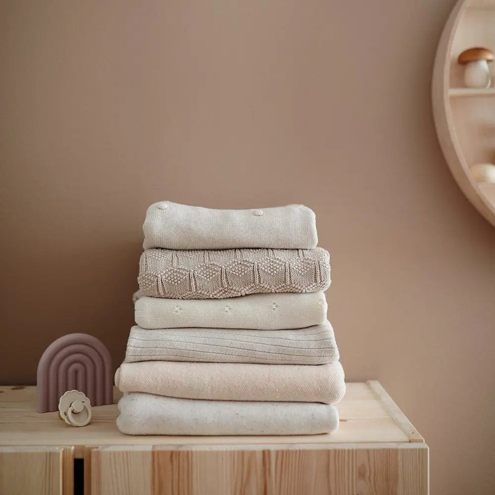 Couverture tricotée pour bébé Mushie - Gris mélangé côtelé - Image #2