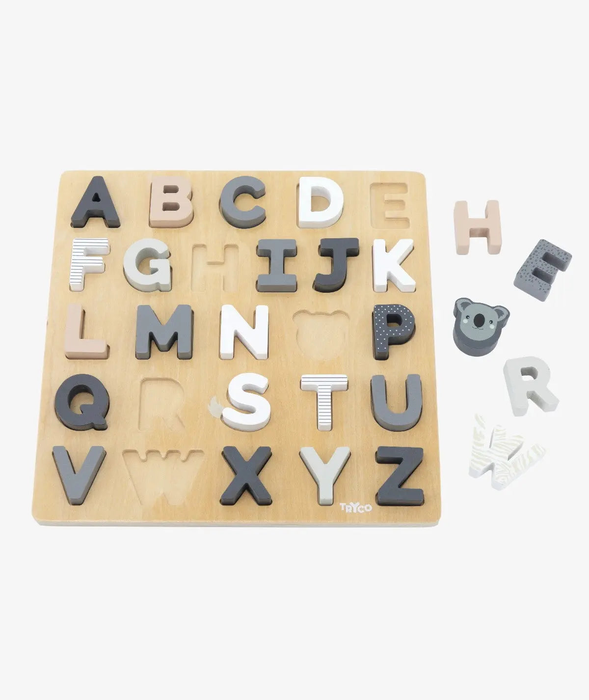 Plateau de puzzle alphabet en bois +18M - Image #1