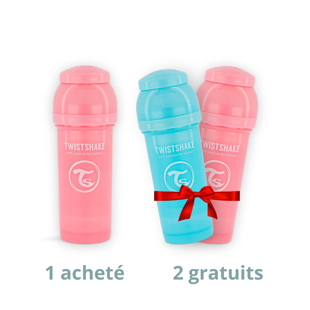 1 Biberon Anti-colique 260ml ACHETÉ + 2 Biberons GRATUITS