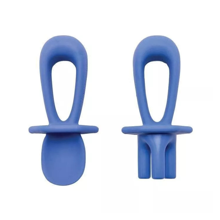 Couverts d'apprentissage en silicone - bleu