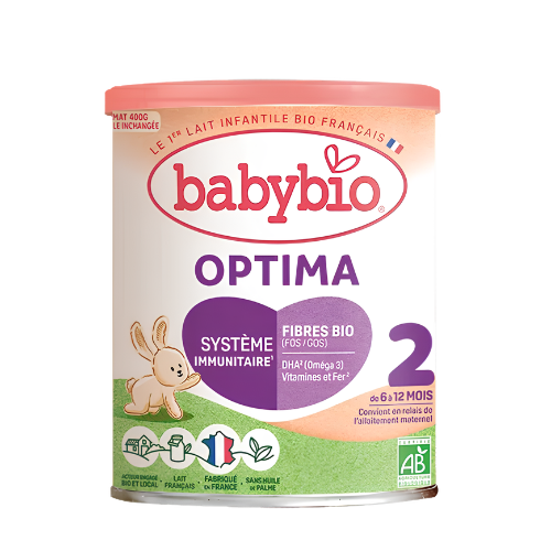 Babybio Optima 2 – Lait de suite bio 2ᵉ âge avec fibres (400 g)