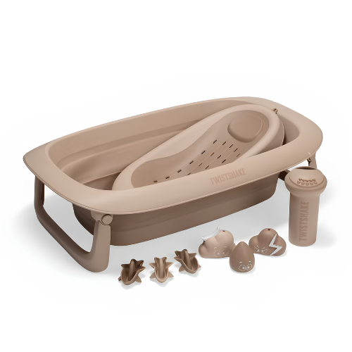 Twistshake Baignoire, Transat de Bain, Rinceur & 6 Jouets, – Mocha