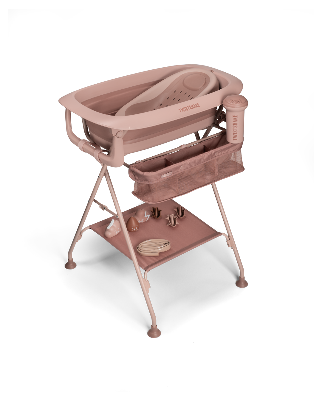 Twistshake Baignoire, Transat de Bain, Rinceur & 6 Jouets – Faded Pink