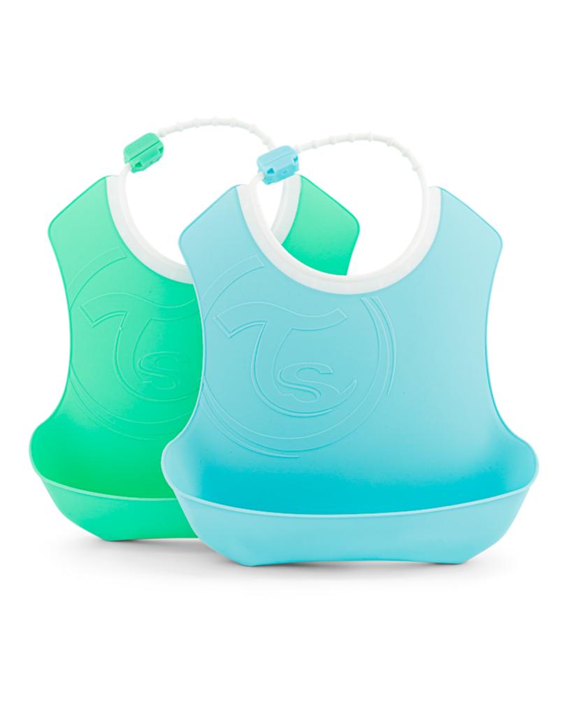 2x Bavoirs en silicone - Vert / Bleu - Image #1