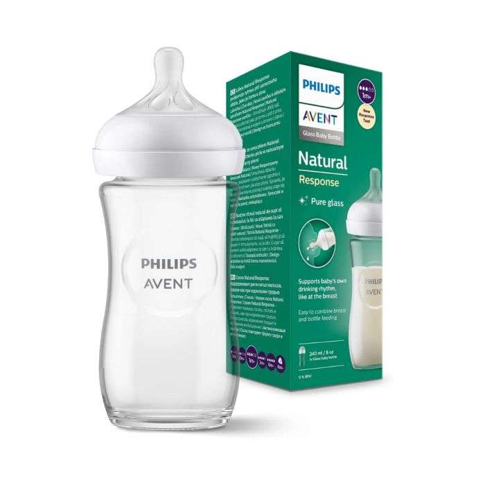 Avent – Biberon Natural en Verre 240 ml – 1M+ | SCY933/01