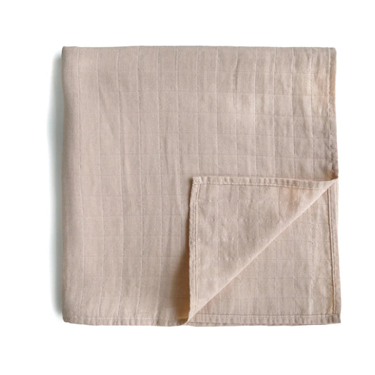 Couverture d'emmaillotage en mousseline de coton biologique - Blush - Image #1