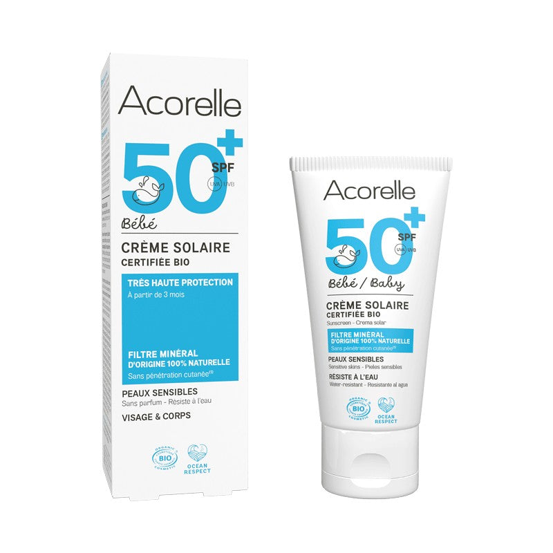 Crème solaire bébé SPF 50 – Protection minérale