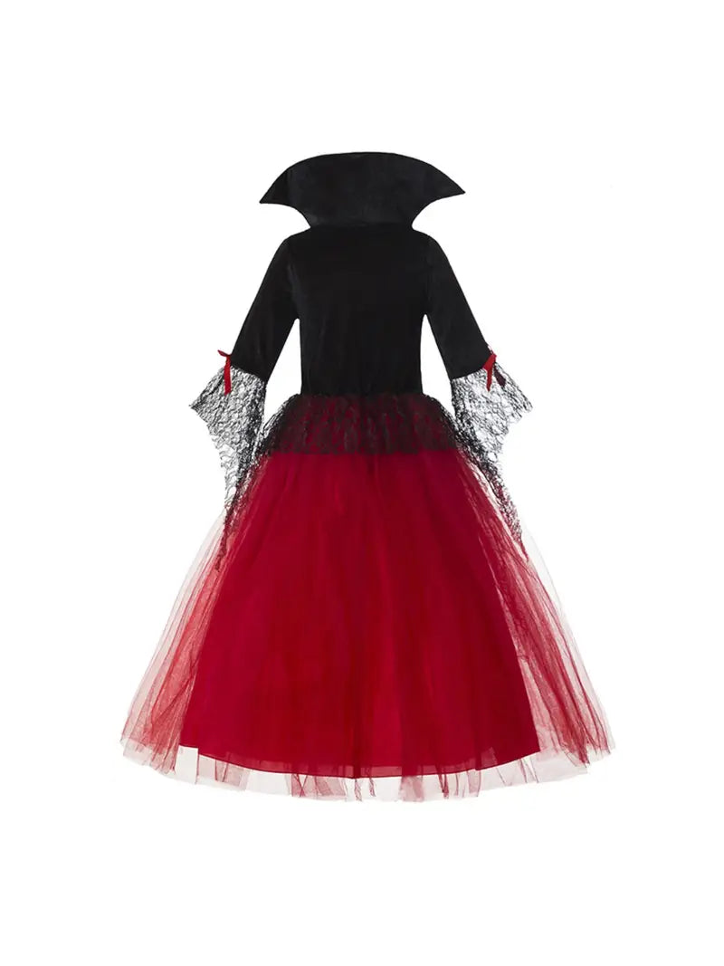 Robe de vampire rouge et noire spéciale halloween pour filles