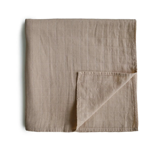 Couverture d'emmaillotage en mousseline de coton biologique - Naturel - Image #1