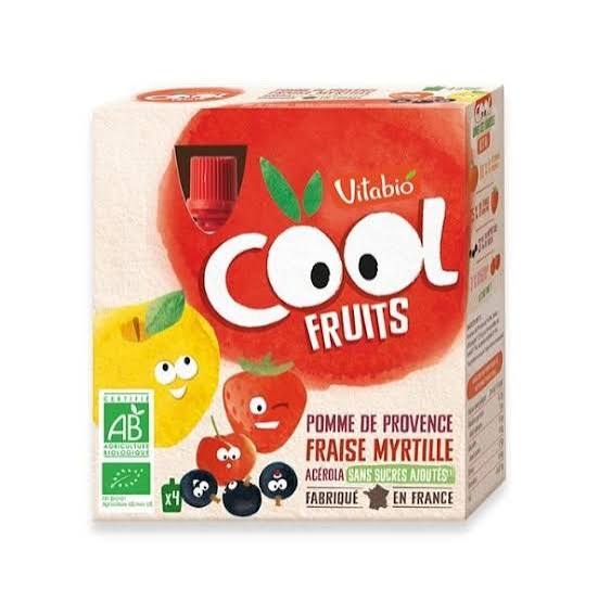 Vitabio Cool Fruits Pomme, Fraise &amp, Myrtille 4 x 90 g