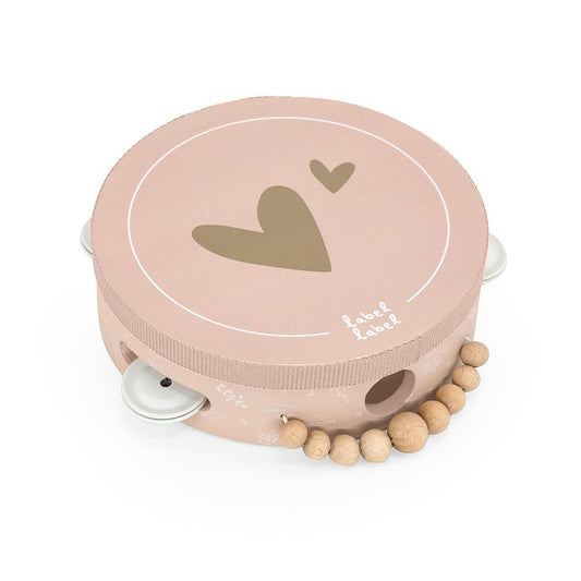 Tambourin en bois - Rose +12M