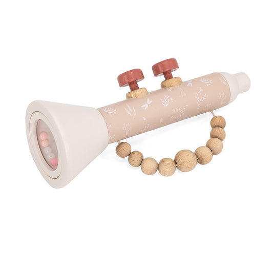 Trompette en bois - Rose +12M