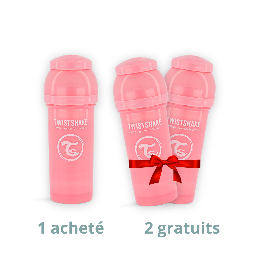 1 Biberon Anti-colique 260ml ACHETÉ + 2 Biberons GRATUITS