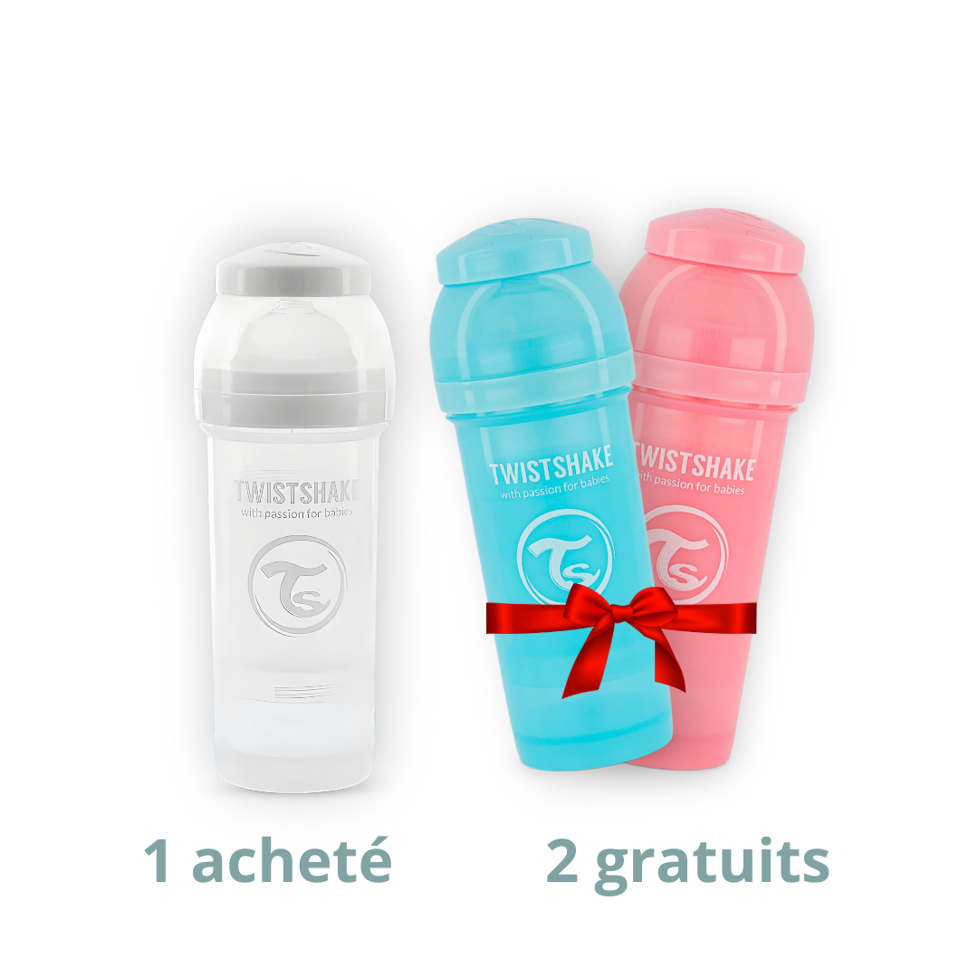 1 Biberon Anti-colique 260ml ACHETÉ + 2 Biberons GRATUITS