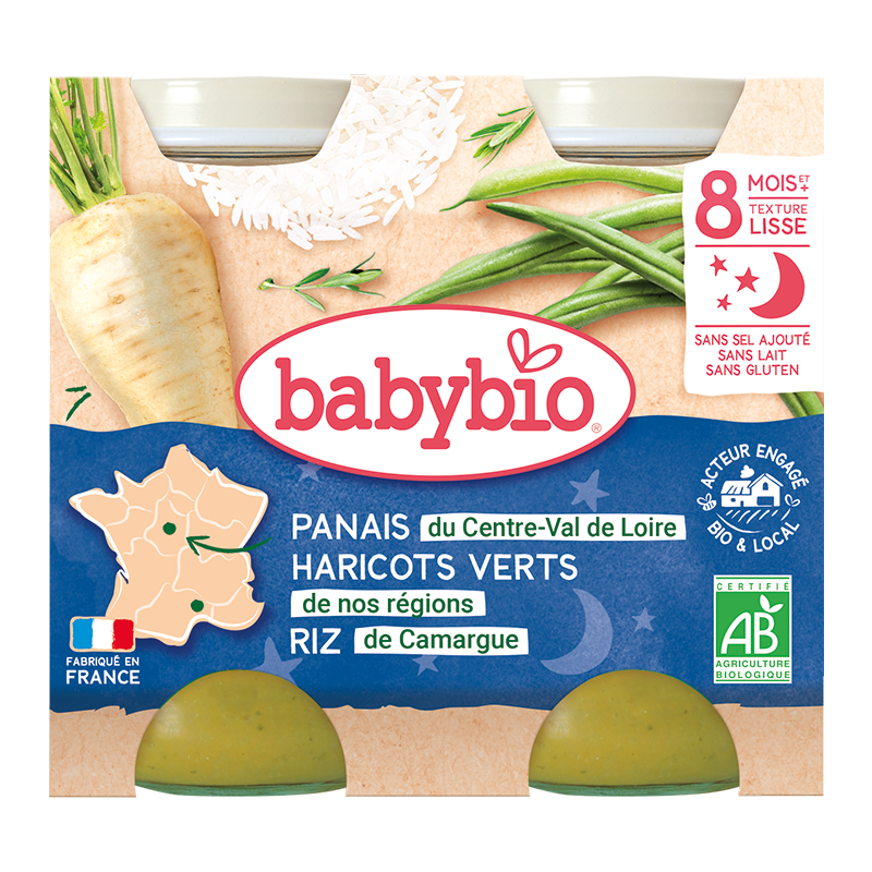 BABYBIO POT BONNE NUIT PANAIS HARICOTS VERTS. RIZ 2*200G