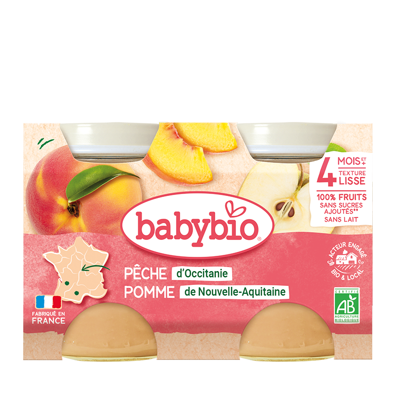 Babybio petit pot Pêche pomme de Nouvelle-Aquitaine