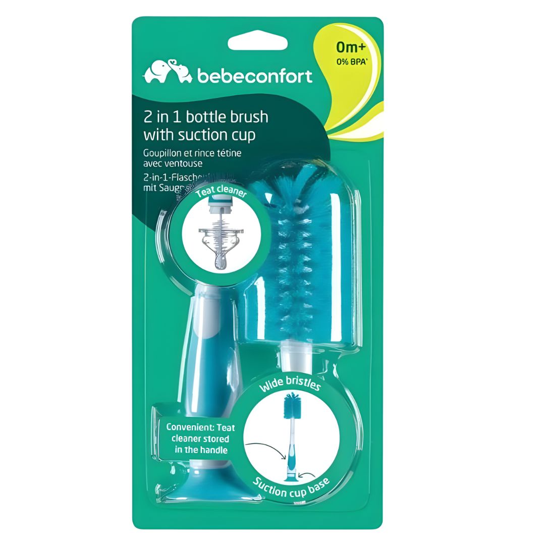 BÉBÉ CONFORT – Goupillon 2 en 1 avec rince-tétine et ventouse (0 mois+)