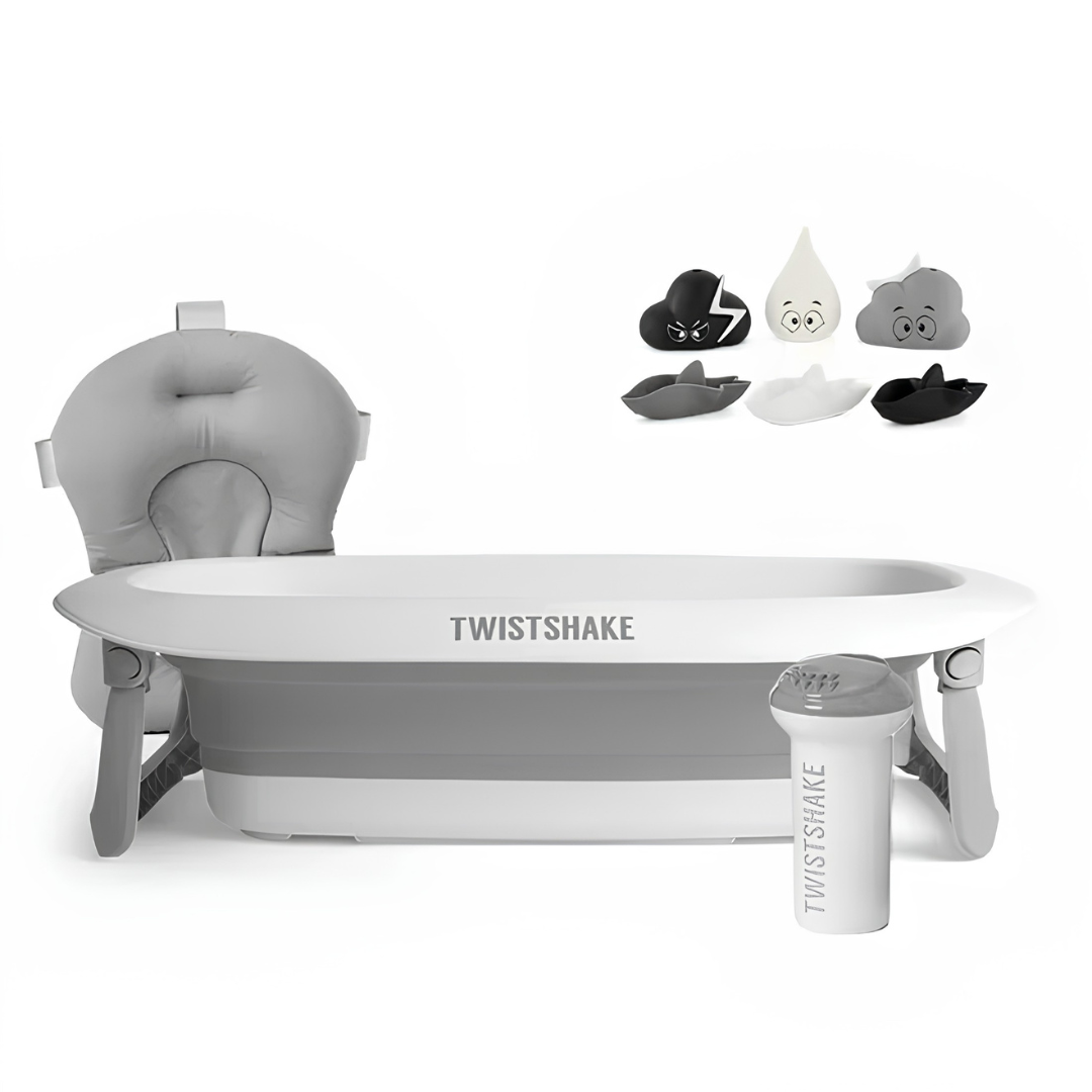 Kit de Bain Complet – Baignoire Bébé, Coussin, Rinceur &amp; Jouets de Bain