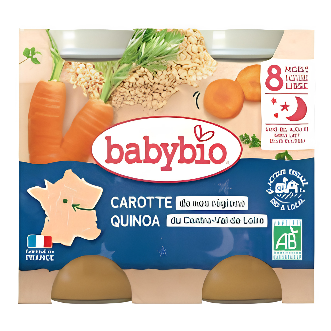 Babybio Pot Bonne Nuit Carotte &amp; Quinoa 2 x 200 g