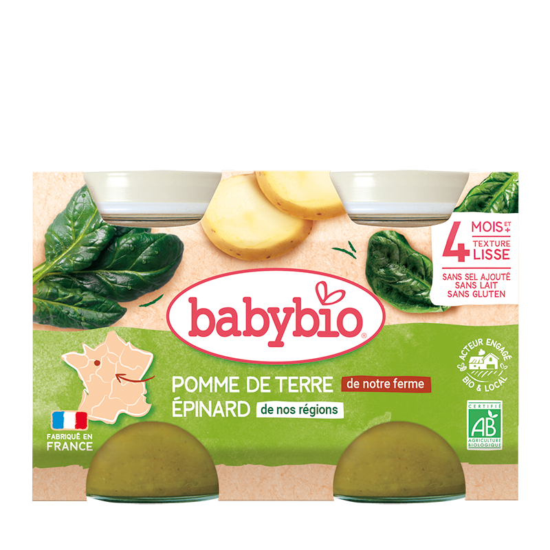BABYBIO POT POMME DE TERRE EPINARDS 2*130G