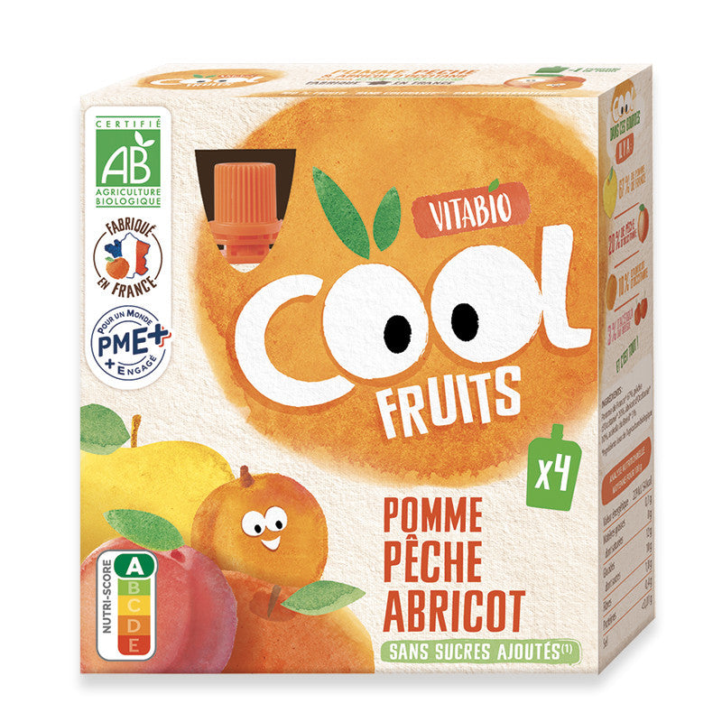 Vitabio COOL FRUITS Pomme Pêche Abricot 4x 90g